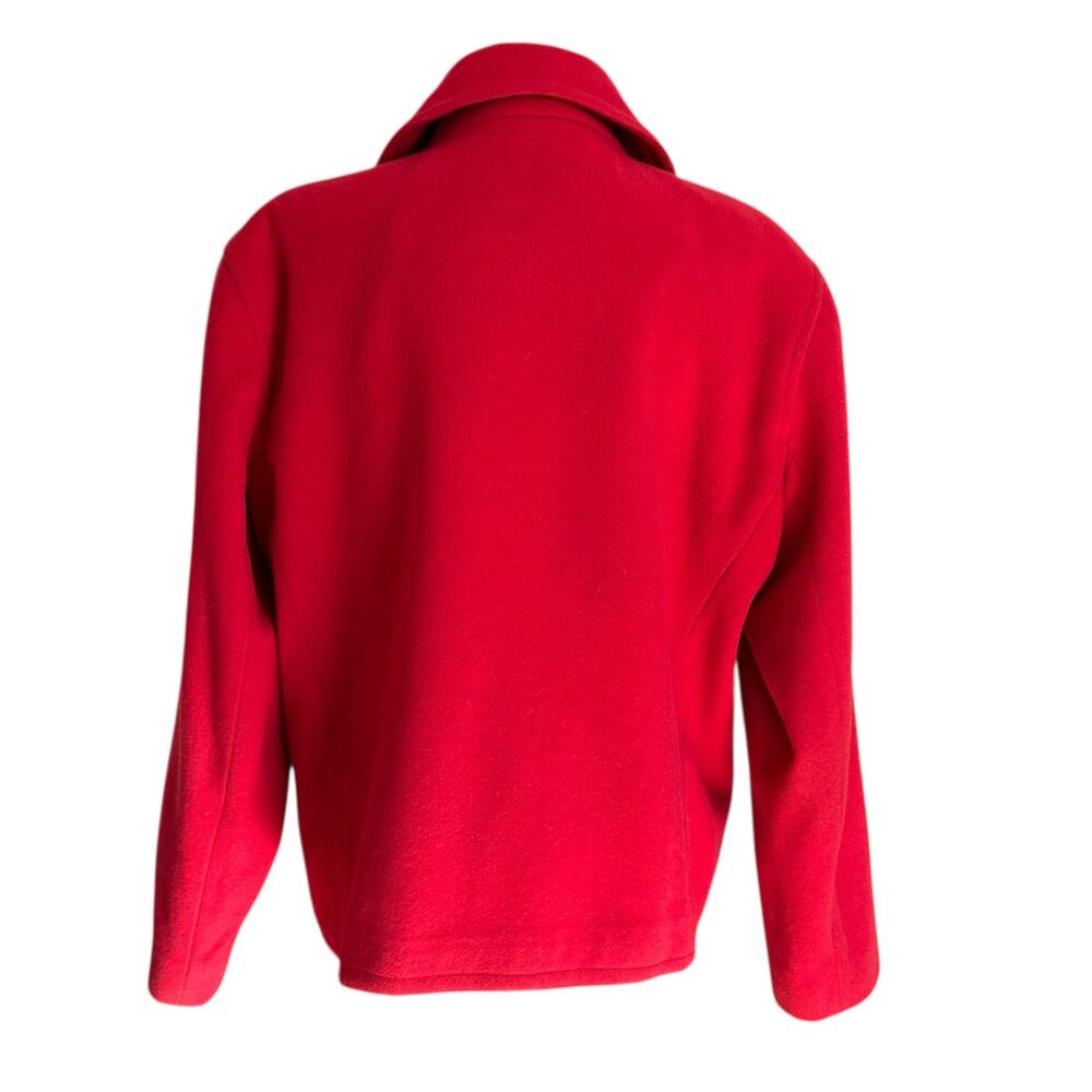 LizSport Red Wool Cashmere Pea Coat Vintage Womens Sz Large Quiet Luxury Classic - Picture 3 of 16